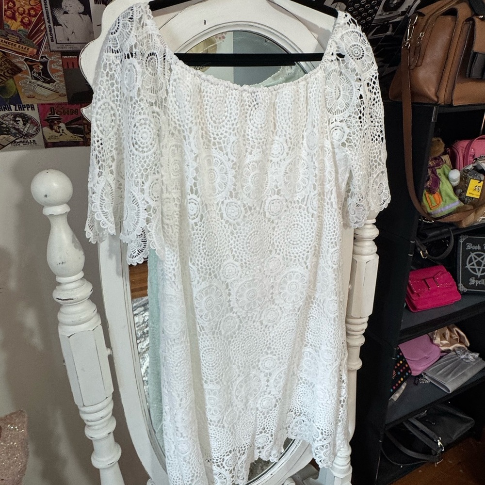 SHEIN White Lace Midi Dress